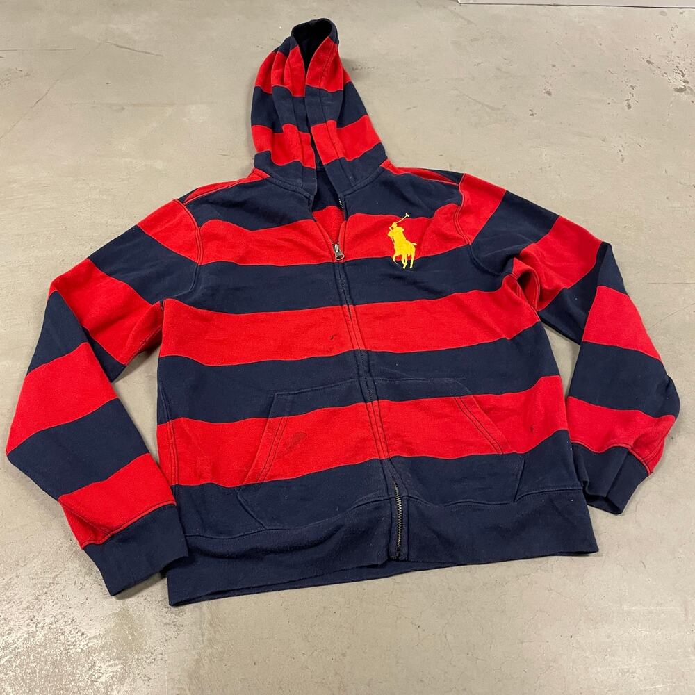 vintage y2k striped kids Ralph Lauren horse hoodie